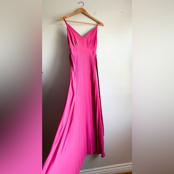 Pleated Pink Maxi Dress Wedding Guest Event Girly Coquette Victorian Baby Shower - Picture 3 of 7